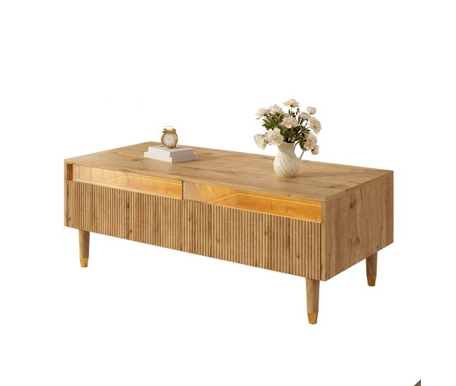 Mesa de centro rectangular de mdf con 2 cajones 110x50