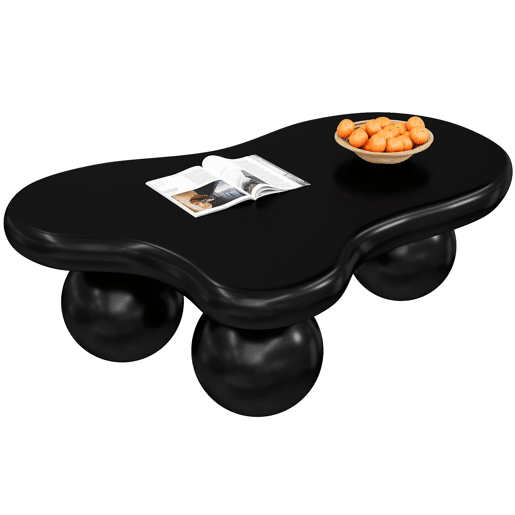 Mesa de centro irregular de mdf com luz led,preto