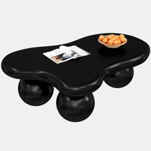 Mesa de centro irregular de mdf com luz led,preto