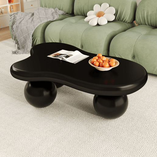 Mesa de centro irregular de mdf com luz led,preto