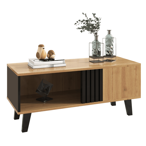Mesa de centro retangular de painel de partÃculas,natural+preto Mesa de centro retangular de painel de partÃculas,natural+preto