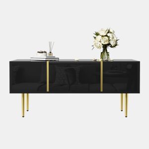 Mesa de centro retangular de mdf com 2 gavetas,preto