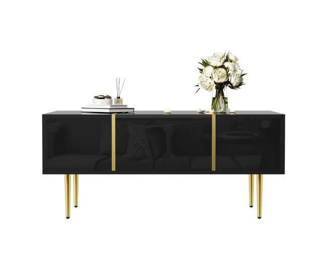 Mesa de centro rectangular de mdf con 2 cajones 100x60