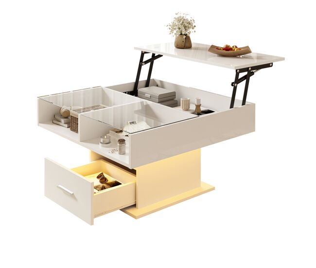 Mesa de centro elevable cuadrada de panel de partículas con 1 cajón 78x78