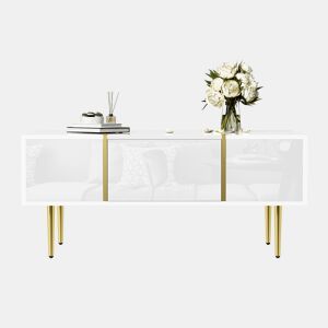 Mesa de centro retangular de mdf com 2 gavetas,branco