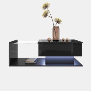 Mesa de centro elevável retangular de painel de partículas,preto