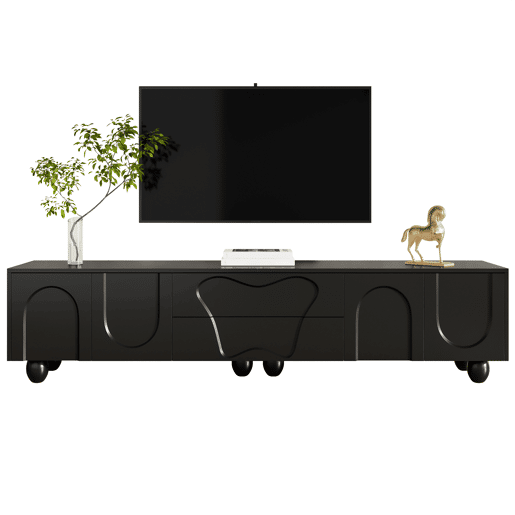 Móvel de TV 180cm de painel de partículas com 4 portas e 2 gavetas,preto