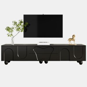 Móvel de TV 180cm de painel de partículas com 4 portas e 2 gavetas,preto