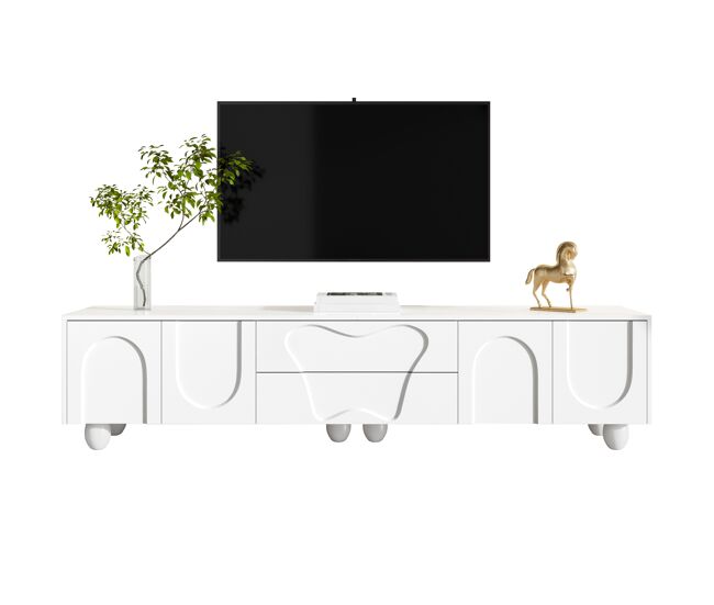 Mueble TV de panel de partículas con 4 puertas y 2 cajones 180