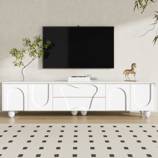 Móvel de TV 180cm de painel de partículas com 4 portas e 2 gavetas,branco