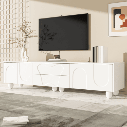 Móvel de TV 180cm de painel de partículas com 4 portas e 2 gavetas,branco