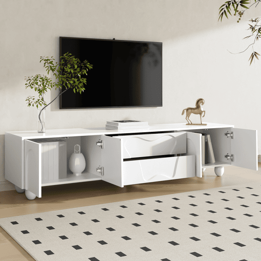 Móvel de TV 180cm de painel de partículas com 4 portas e 2 gavetas,branco