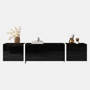 Móvel de TV 170cm de painel de partículas com 4 portas e 1 gaveta,preto
