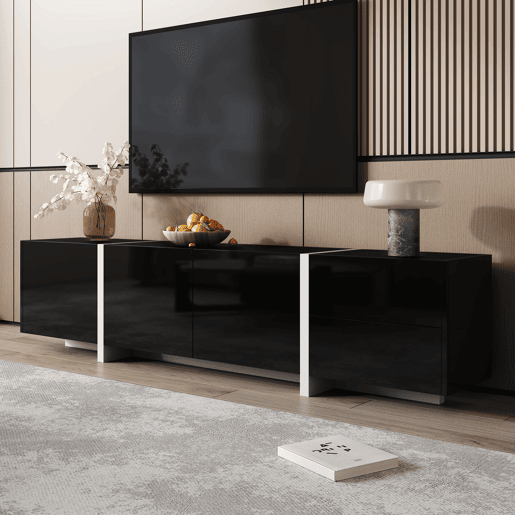 Móvel de TV 170cm de painel de partículas com 4 portas e 1 gaveta,preto