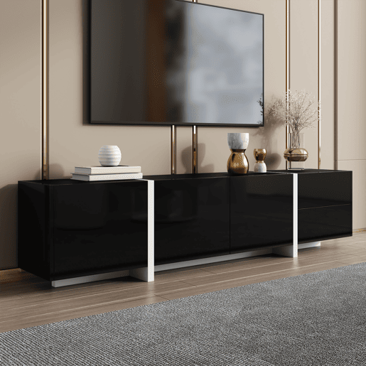 Móvel de TV 170cm de painel de partículas com 4 portas e 1 gaveta,preto