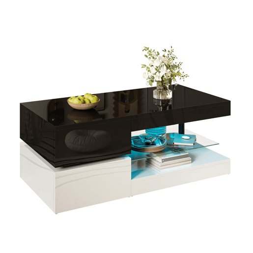 Mesa de centro retangular de painel de partículas com luz led,preto Mesa de centro retangular de painel de partículas com luz led,preto