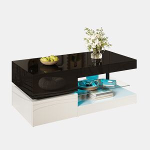 Mesa de centro retangular de painel de partículas com luz led,preto