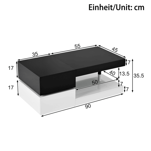Mesa de centro retangular de painel de partículas com luz led,preto Mesa de centro retangular de painel de partículas com luz led,preto
