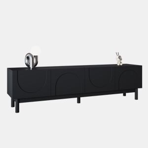 Móvel de TV 169cm de mdf e painel de partículas com 4 portas,preto