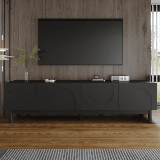 Móvel de TV 169cm de mdf e painel de partículas com 4 portas,preto