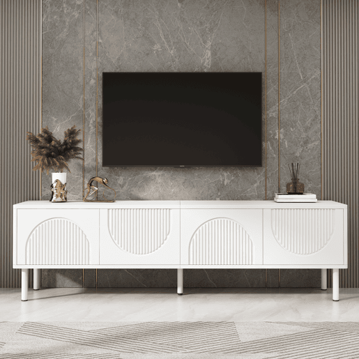 Móvel de TV 180cm de mdf e painel de partículas com 4 portas,branco