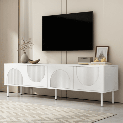 Móvel de TV 180cm de mdf e painel de partículas com 4 portas,branco