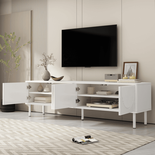 Móvel de TV 180cm de mdf e painel de partículas com 4 portas,branco