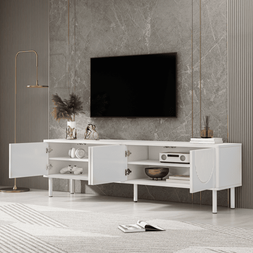 Móvel de TV 180cm de mdf e painel de partículas com 4 portas,branco