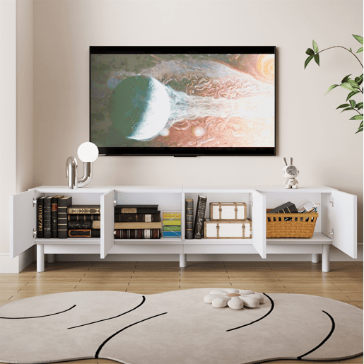 Móvel de TV 169cm de mdf e painel de partículas com 4 portas,branco