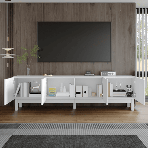 Móvel de TV 169cm de mdf e painel de partículas com 4 portas,branco