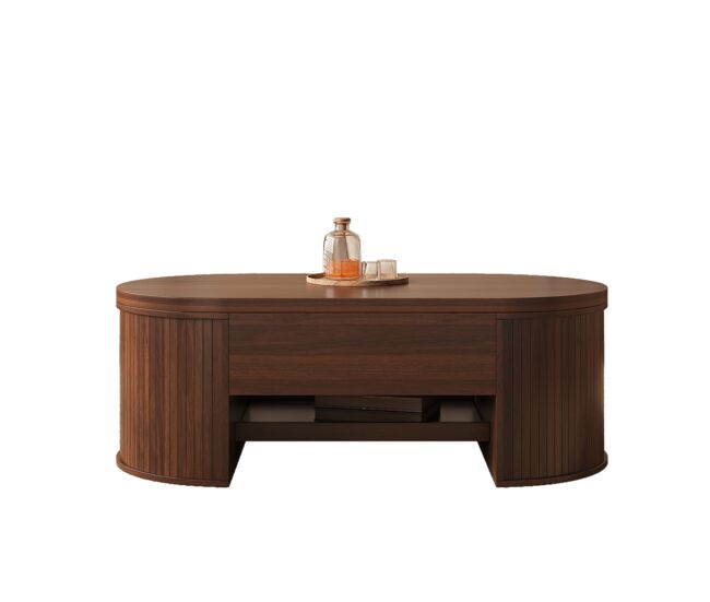 Mesa de centro elevable oval de mdf 110x55
