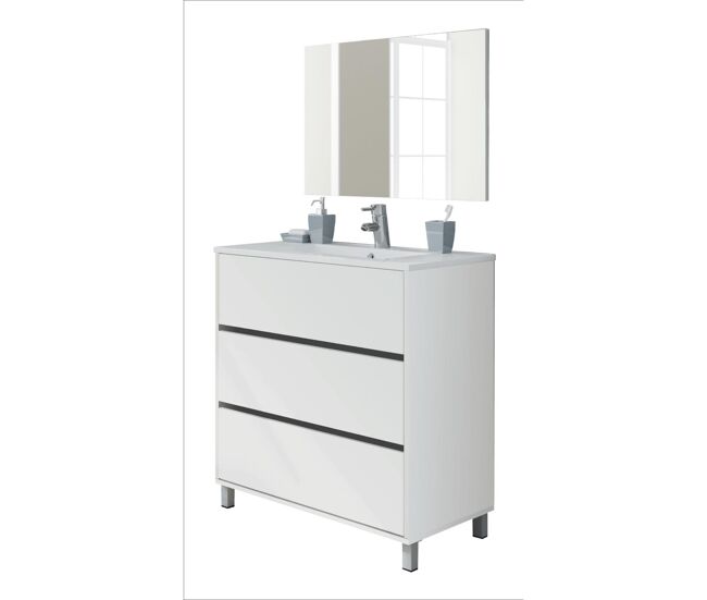 Mueble de lavabo cerámico kalma con espejo integrado