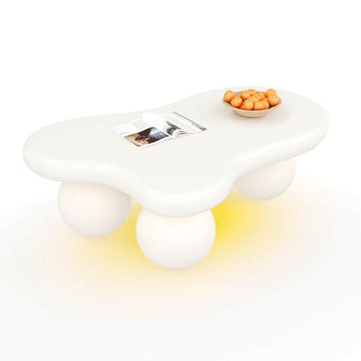 Mesa de centro irregular de mdf com luz led,branco