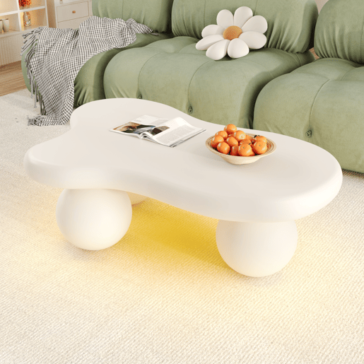 Mesa de centro irregular de mdf com luz led,branco