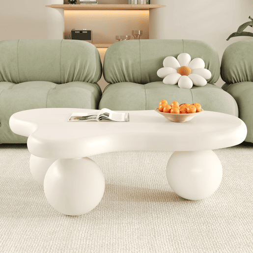 Mesa de centro irregular de mdf com luz led,branco