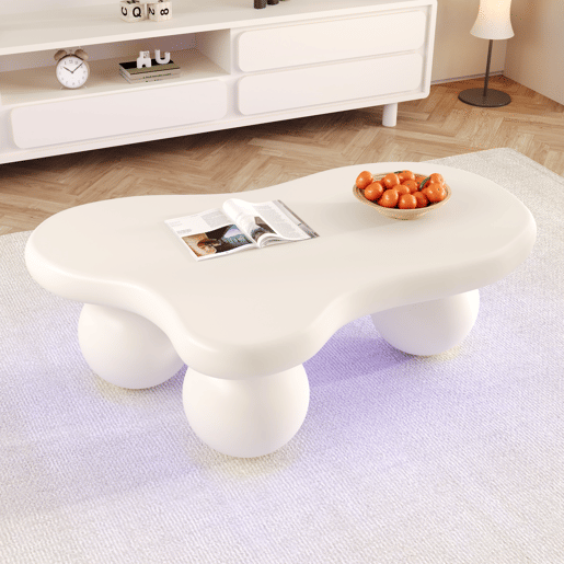 Mesa de centro irregular de mdf com luz led,branco