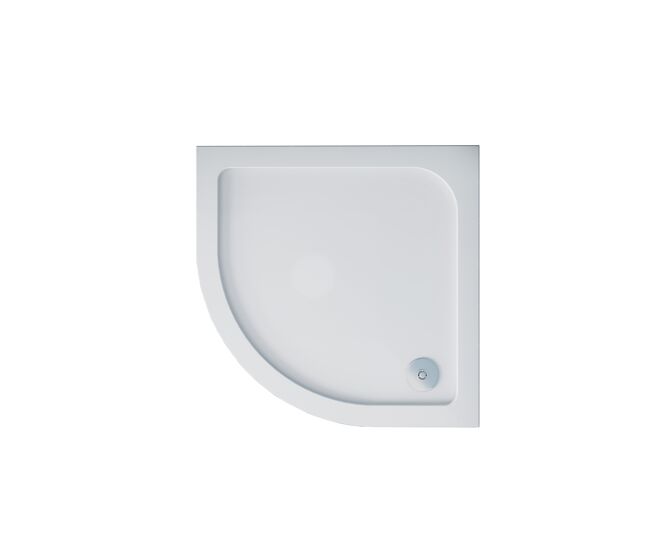 Plato de ducha curvo semicircular 76x76x3cm extraplano antideslizante capa gelcoat blanco+accesorios de desagüe