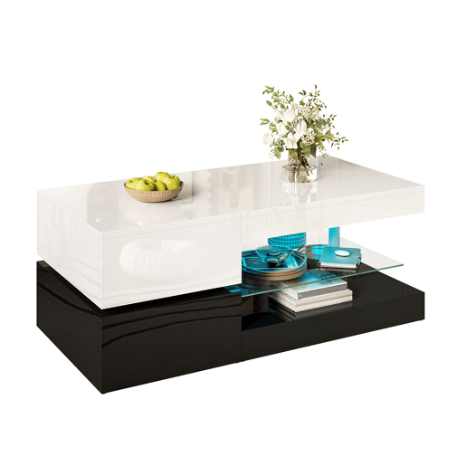 Mesa de centro retangular de painel de partículas com luz led,branco