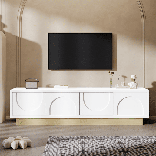 Móvel de TV 175cm de mdf e painel de partículas com 4 portas,branco