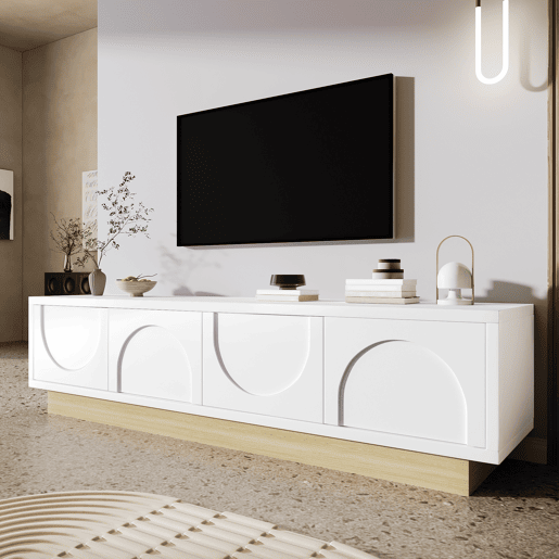 Móvel de TV 175cm de mdf e painel de partículas com 4 portas,branco