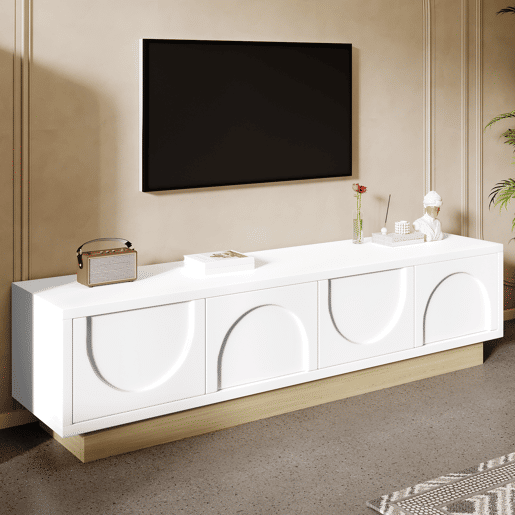Móvel de TV 175cm de mdf e painel de partículas com 4 portas,branco