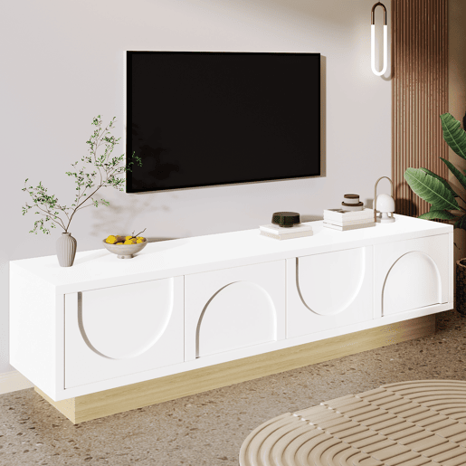 Móvel de TV 175cm de mdf e painel de partículas com 4 portas,branco