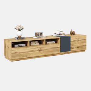 Móvel de TV 200cm de painel de partículas com 3 portas,natural+preto
