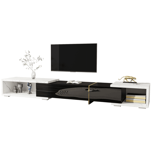 Móvel de TV giratório 260cm de mdf e painel de partículas com 4 portas giratórias,preto