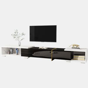 Móvel de TV giratório 260cm de mdf e painel de partículas com 4 portas giratórias,preto