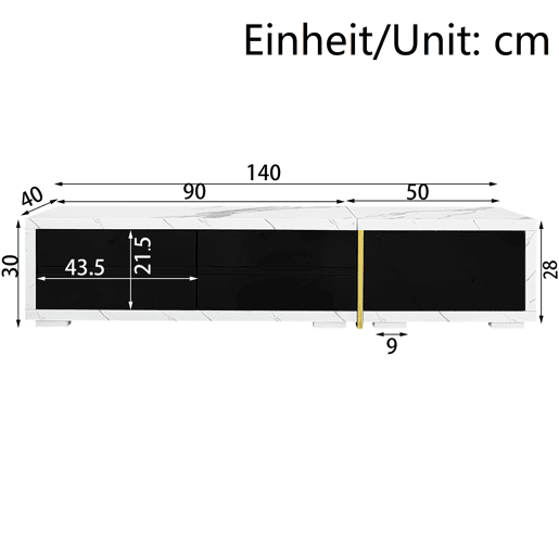Móvel de TV giratório 260cm de mdf e painel de partículas com 4 portas giratórias,preto