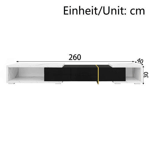 Móvel de TV giratório 260cm de mdf e painel de partículas com 4 portas giratórias,preto
