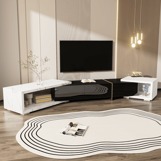 Móvel de TV giratório 260cm de mdf e painel de partículas com 4 portas giratórias,preto
