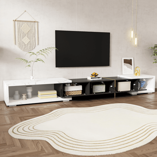 Móvel de TV giratório 260cm de mdf e painel de partículas com 4 portas giratórias,preto