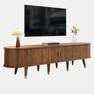 Móvel de TV 175cm de mdf com 2 portas corrediças e 2 gavetas,noz
